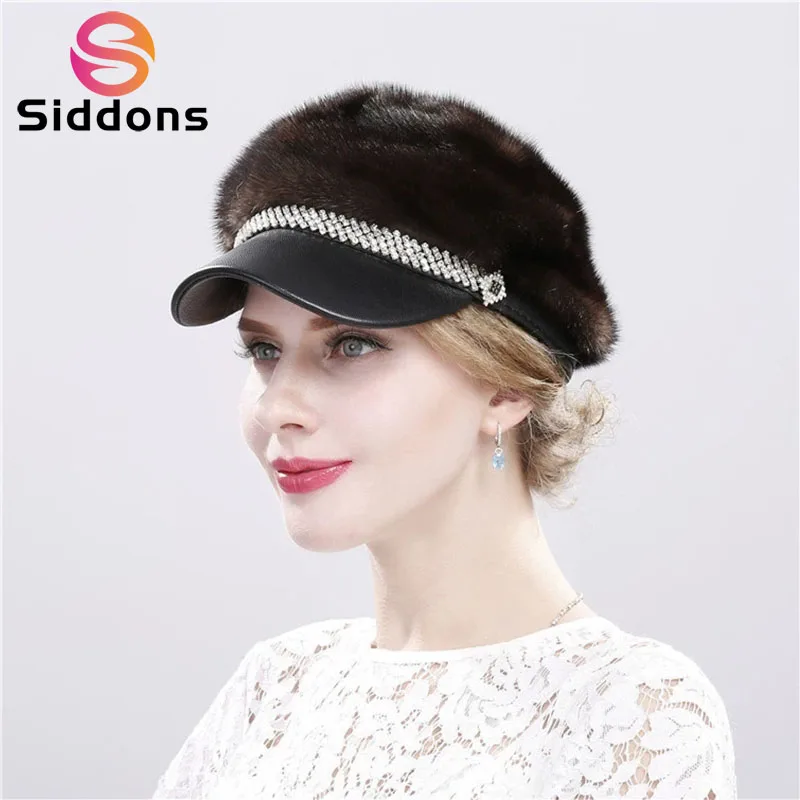 Natural Quality Female Fashion Mink Fur Cap Lady Outdoor Cap Real Mink Fur Hat Winter Women Keep Warm 100% Genuine Mink Fur Hats
