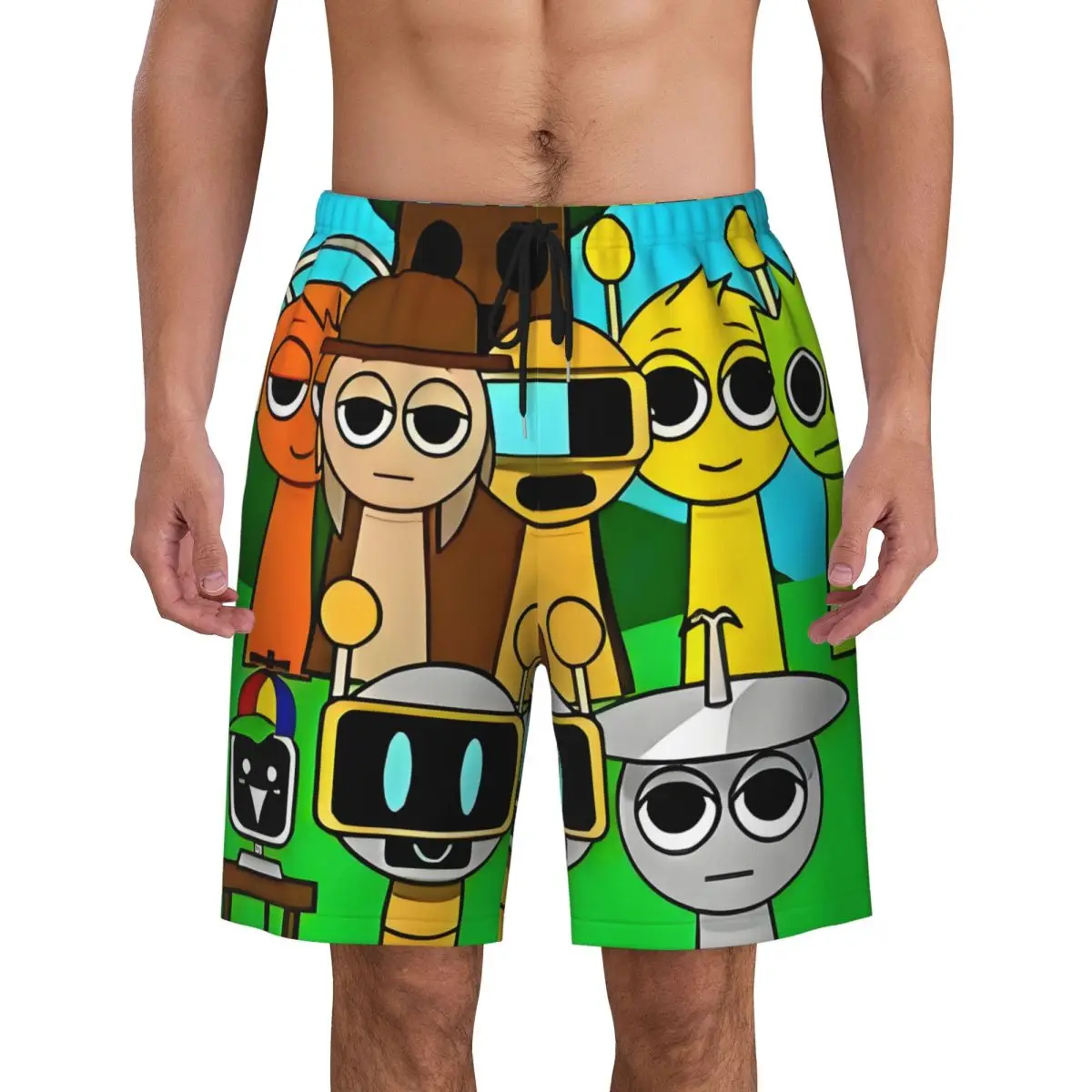 Cartoon Sprunkis Mens Swim Trunks Swimwear Quick Dry Beach Board Shorts Anime Swimming Boardshorts