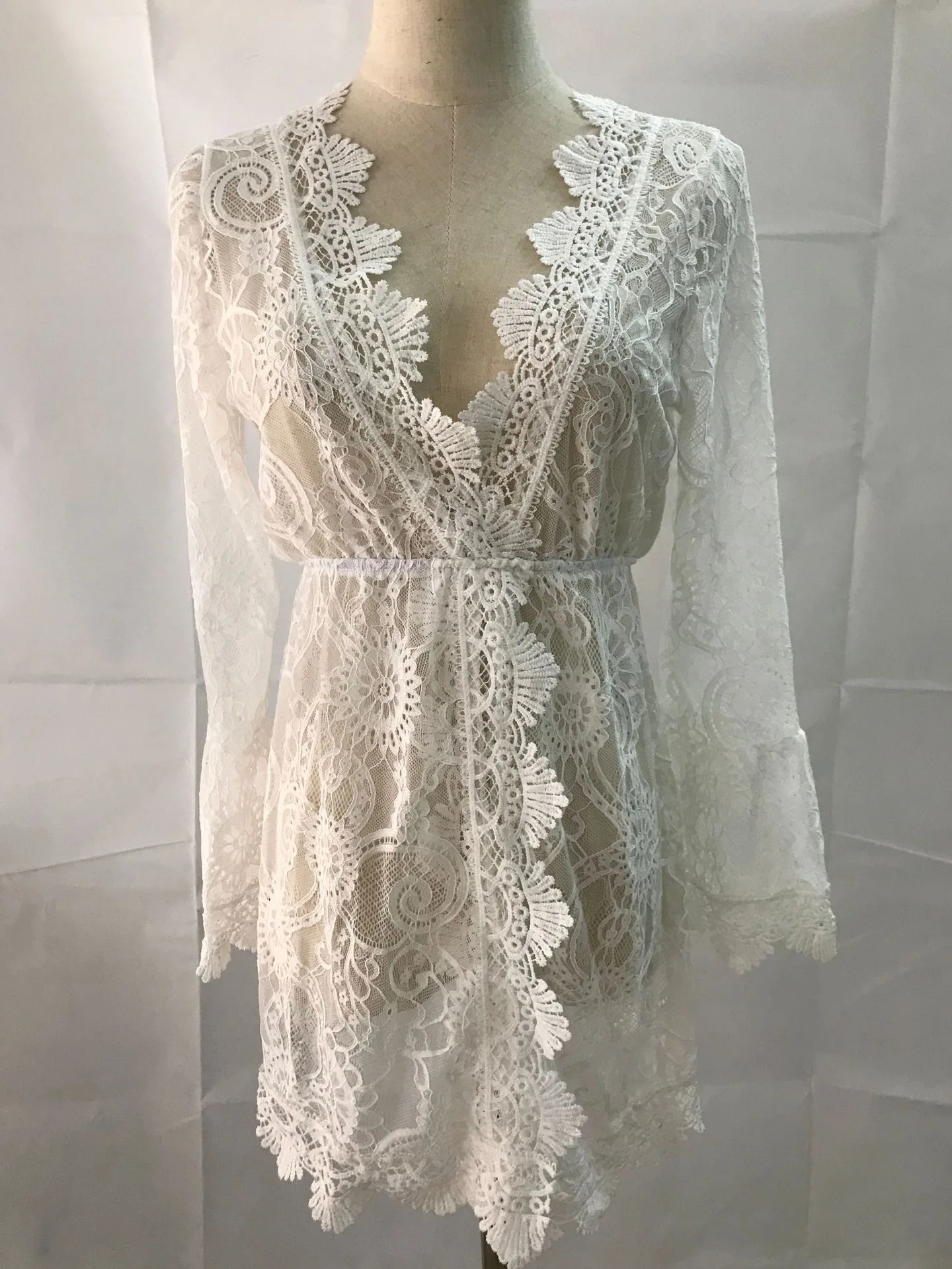 Sale Women Sexy V-neck Lace Beach Bikini Cover Up Female Boho Casual Party Holiday Beach Dress Sundress Cover Up Outfits