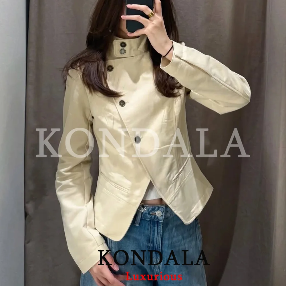 KONDALA Office Lady Casual Chic Women Blazer Stand Collar Single Breasted Long Sleeve Blazer Fashion 2026 Autumn Winter Blazer