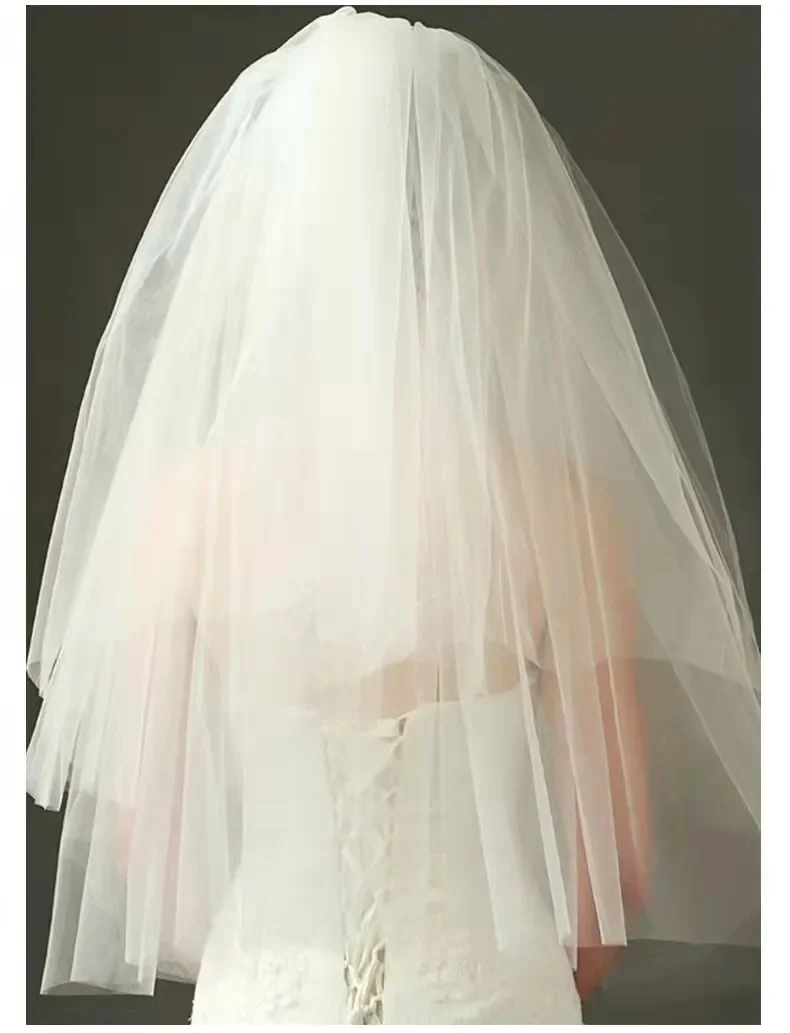 Formal Wedding Veil  2 Layer Bride Headdress White Ivory Simple Bridal Comb Accessories De Novia