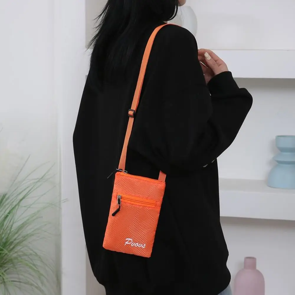 Fashion Multifuctional Square Shoulder Bag Zipper Sports Mobile Phone Pouch Casual Candy Color Coin Pouch Outdoor