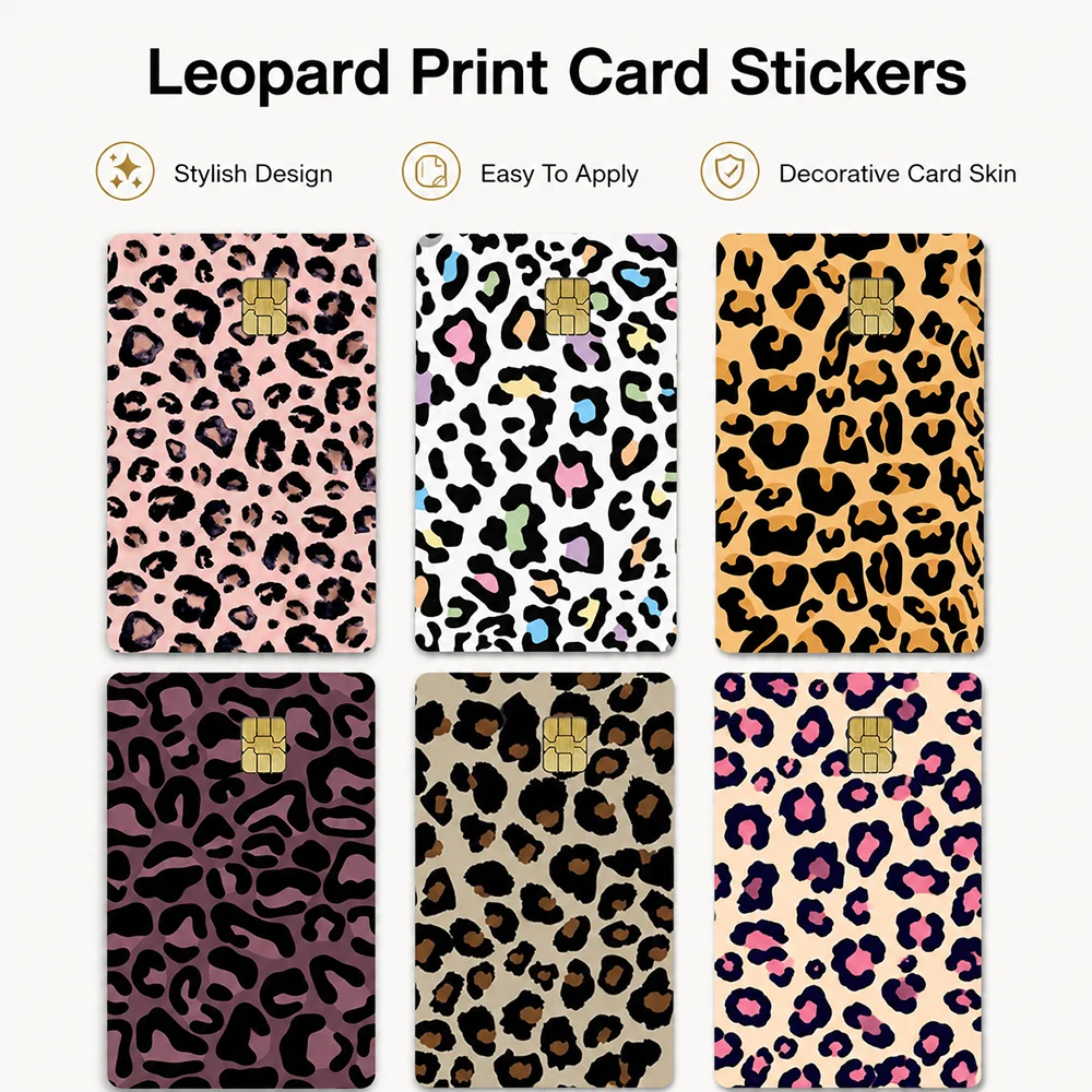 Leopard Print Card Sticker Skin Stylish Animal Pattern Decorative Sticker Cover for Bank Card DIY Personalized Card Decoration