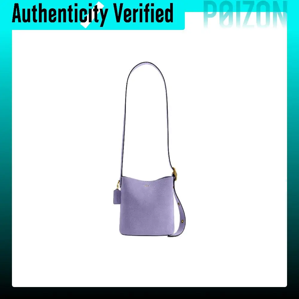 COACH Bleecker Cow Split Leather Bucket Bag, Shoulder Bag Small Women's Violet Mist CCW84-B4U9I