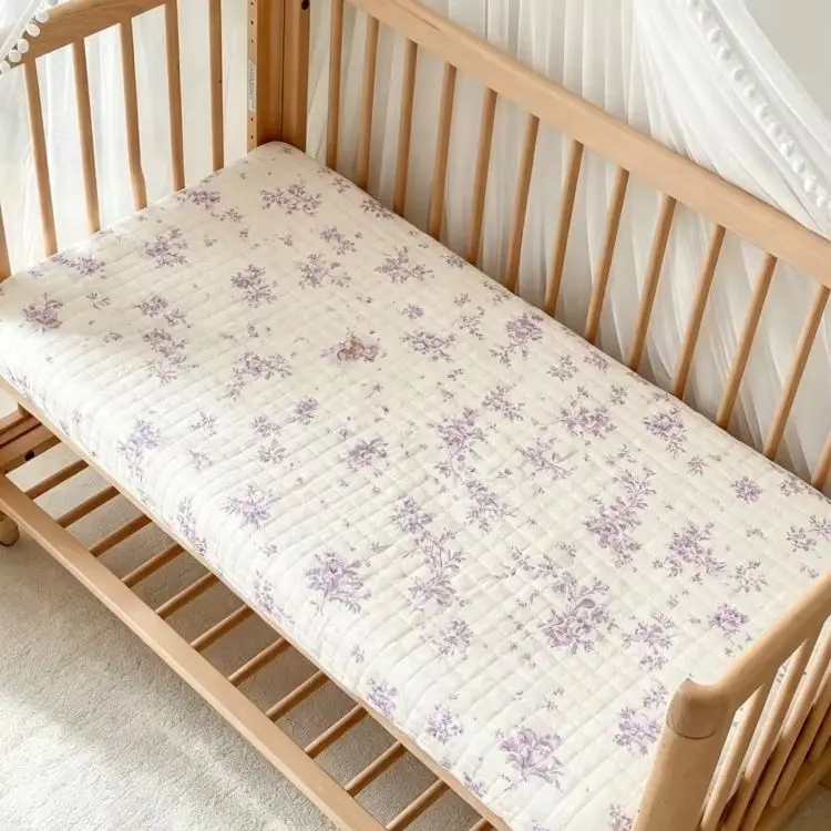 2 in 1 Baby Crib Fitted Sheet Mattress Pad, Soft Breathable Toddler Crib Bedding Protector Fitted Sheet Mattress Pad