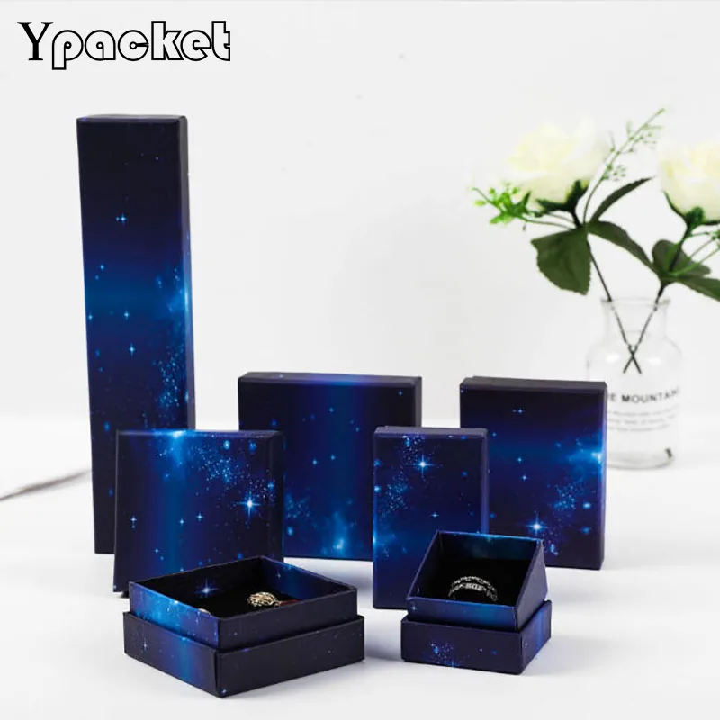 Drak Blue Paper Boxes For Jewelry 48pcs/lot Jewelry Boxes Ring Earring Pendant Necklace Boxes Jewellery Organizer Box Gift Bags
