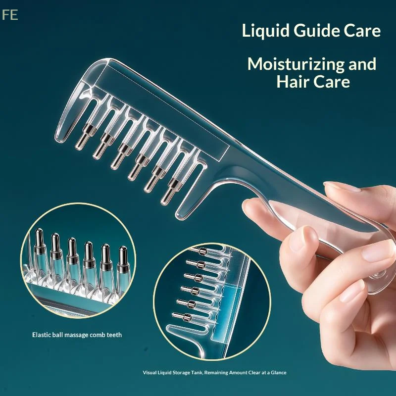 [F] Portable Transparent Essential Oil Massage Comb Unisex Liquid Guide Applicator Rolling Hair Oil Serum Brush Hair Care Tool