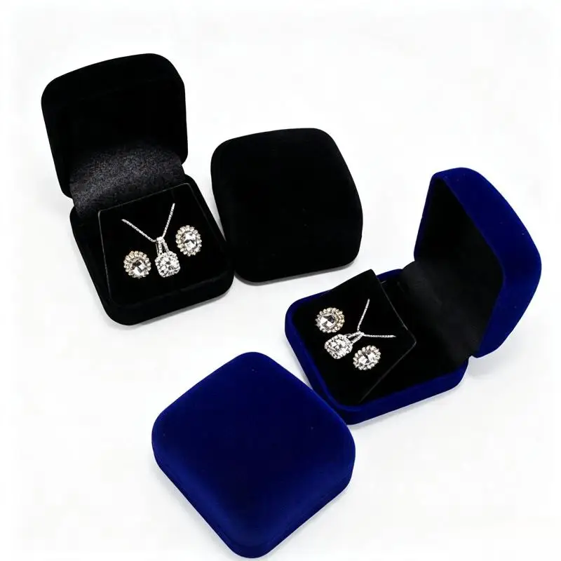 Jewelry Display Gift Packaging Boxes  Velvet Stud Earrings Small Necklace Storage Box Organizer Case Portable Travel Wedding