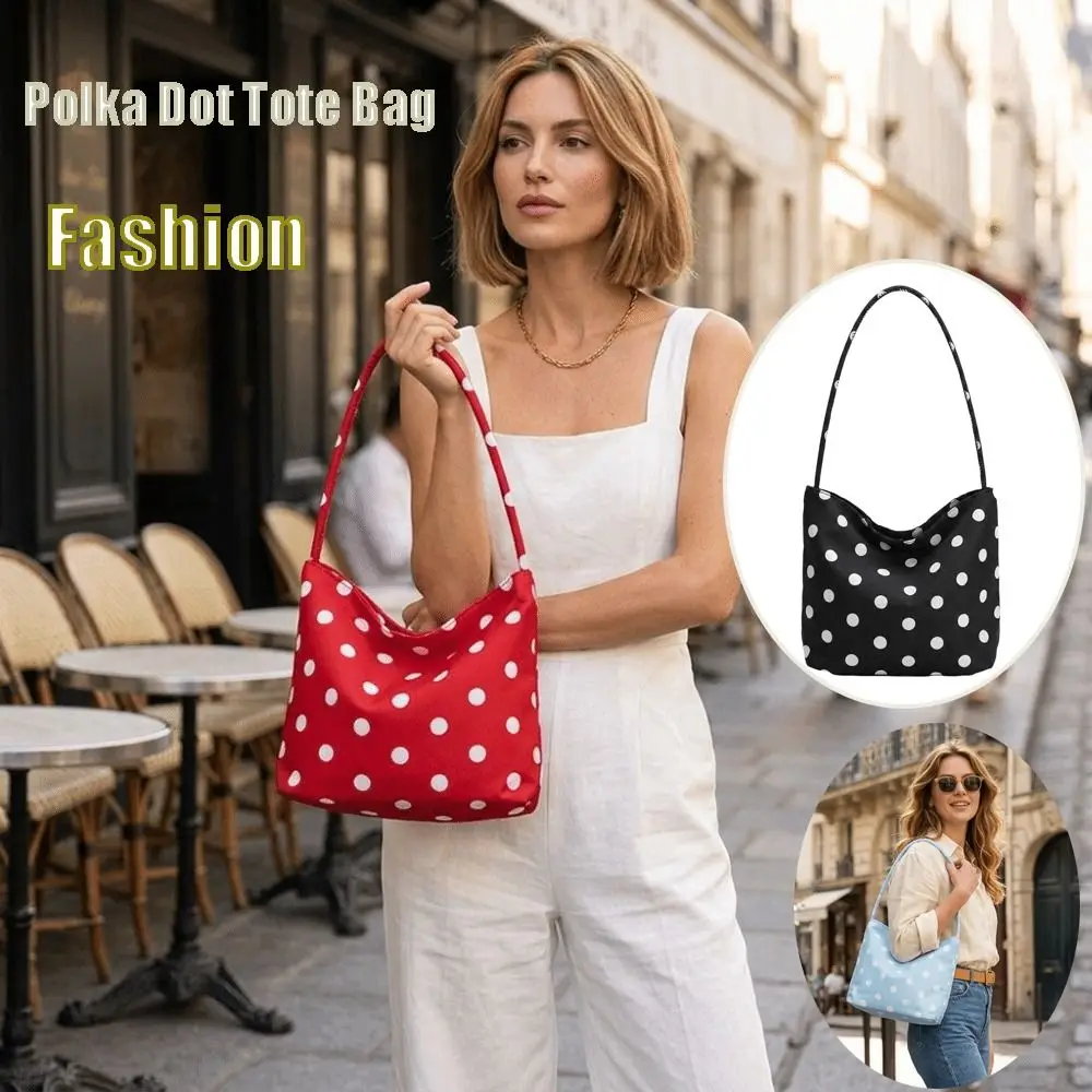 New Oxford Shoulder Bag Polka Dot Waterproof Tote Bag Commuting Large Capacity Underarm Handbag Girl