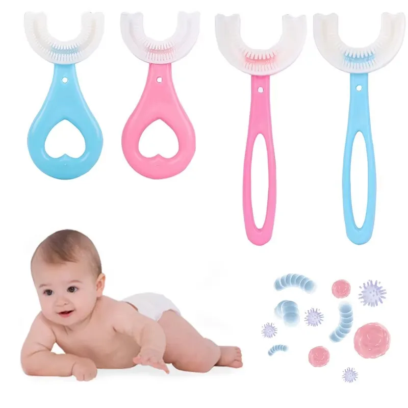 1-8pcs Baby Toothbrush Children 360 Degree U-shaped Child Toothbrush Kids Teeth Oral Care Soft Silicone Brush Teethers Cleaning