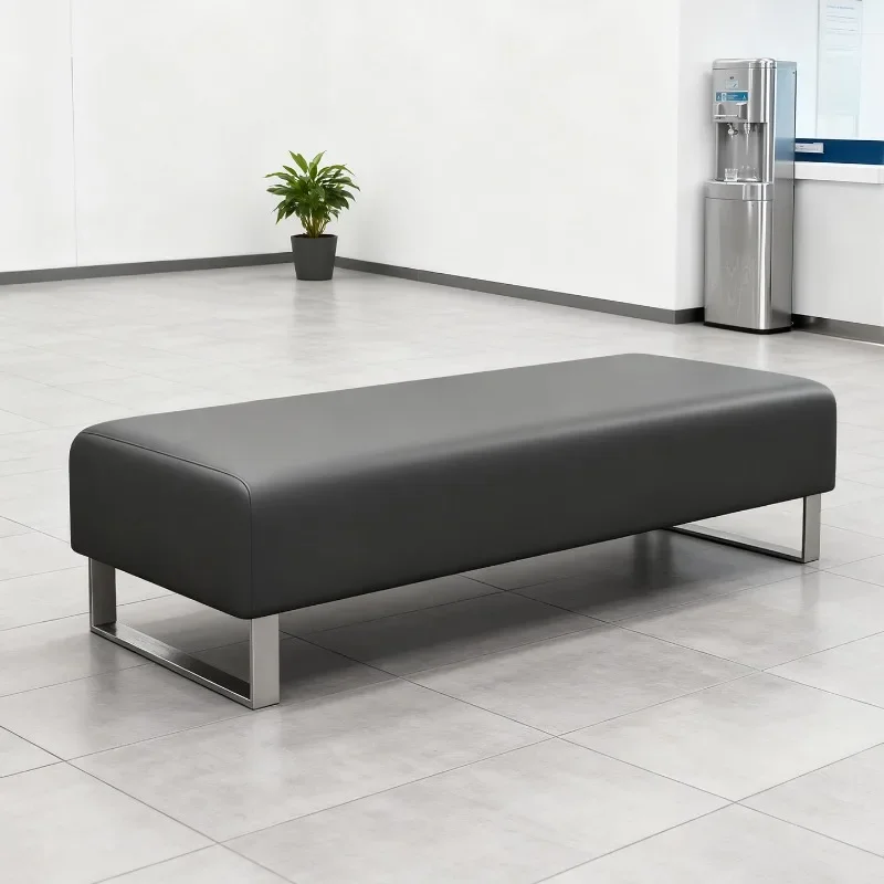 Nordic class modern simple long soft bag stool commercial office rest area reception stainless steel foot sofa stool
