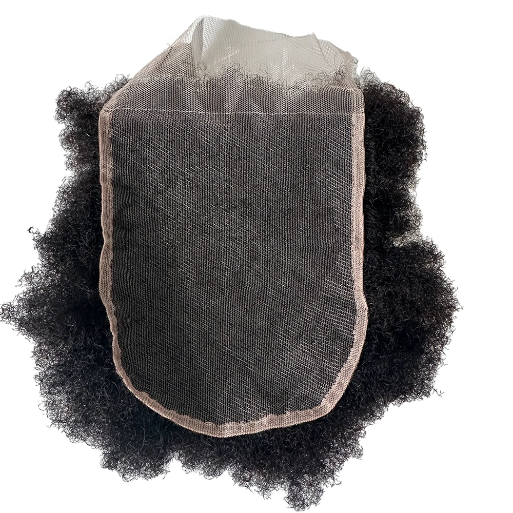 Afro Kinky Frizzy Human Hair Lace Front Closure Can Be Dyed and Bleached