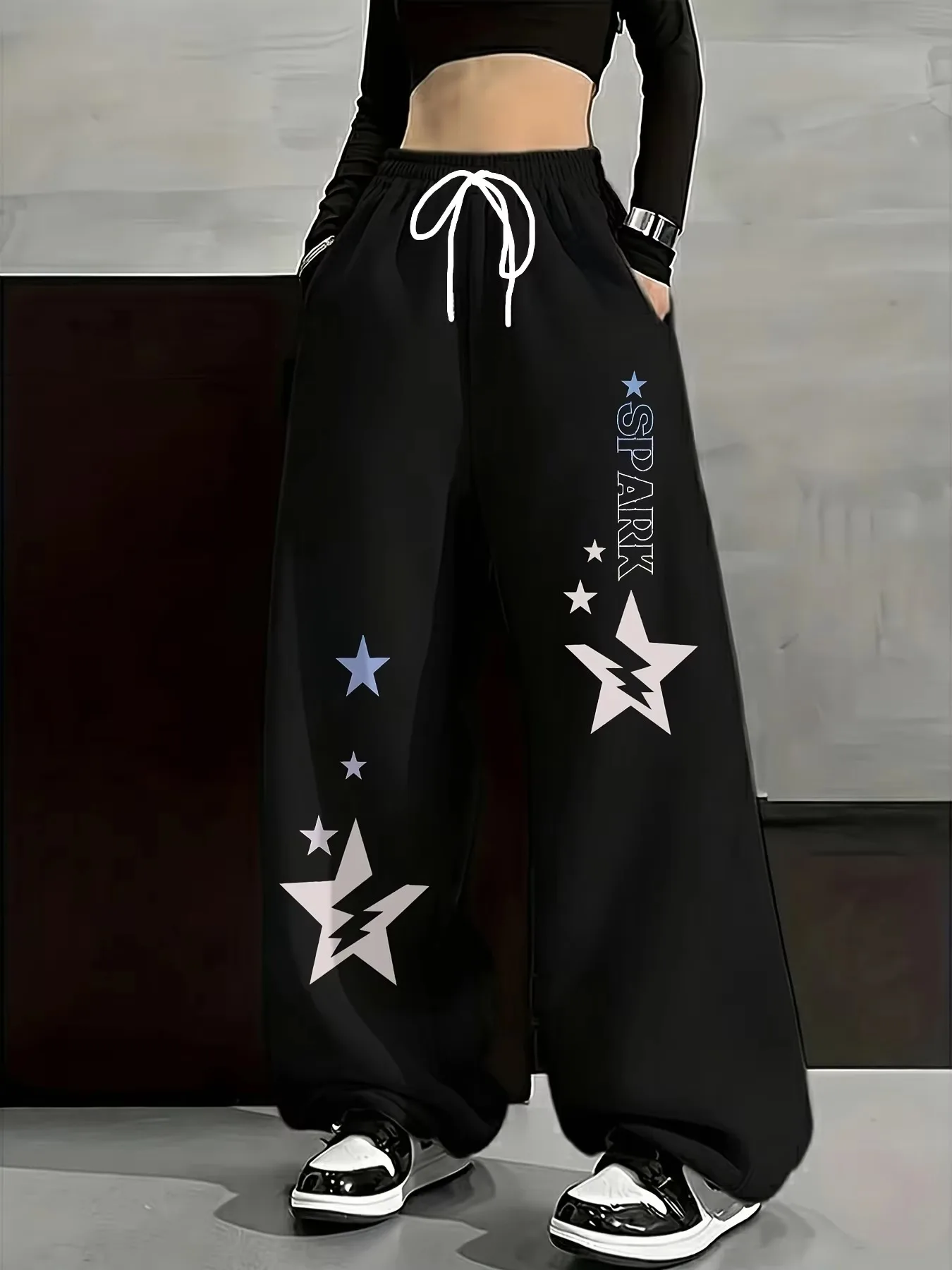 Hip Hop Star Lightning Letter Printed Quick Drying Pants, Summer Street Dance Pants, Neutral and Breathable