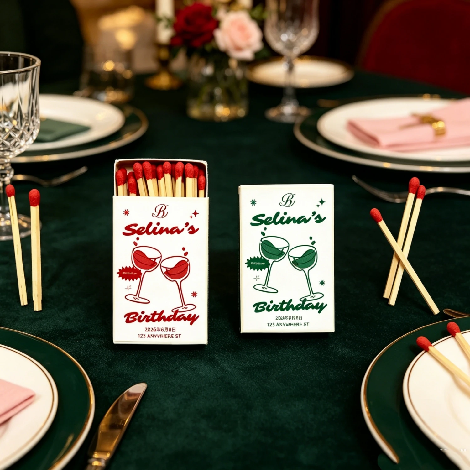 Personalized Wedding Party Matchboxes, Custom Safety Matchboxes, Decor for Bridal Shower & Engagement