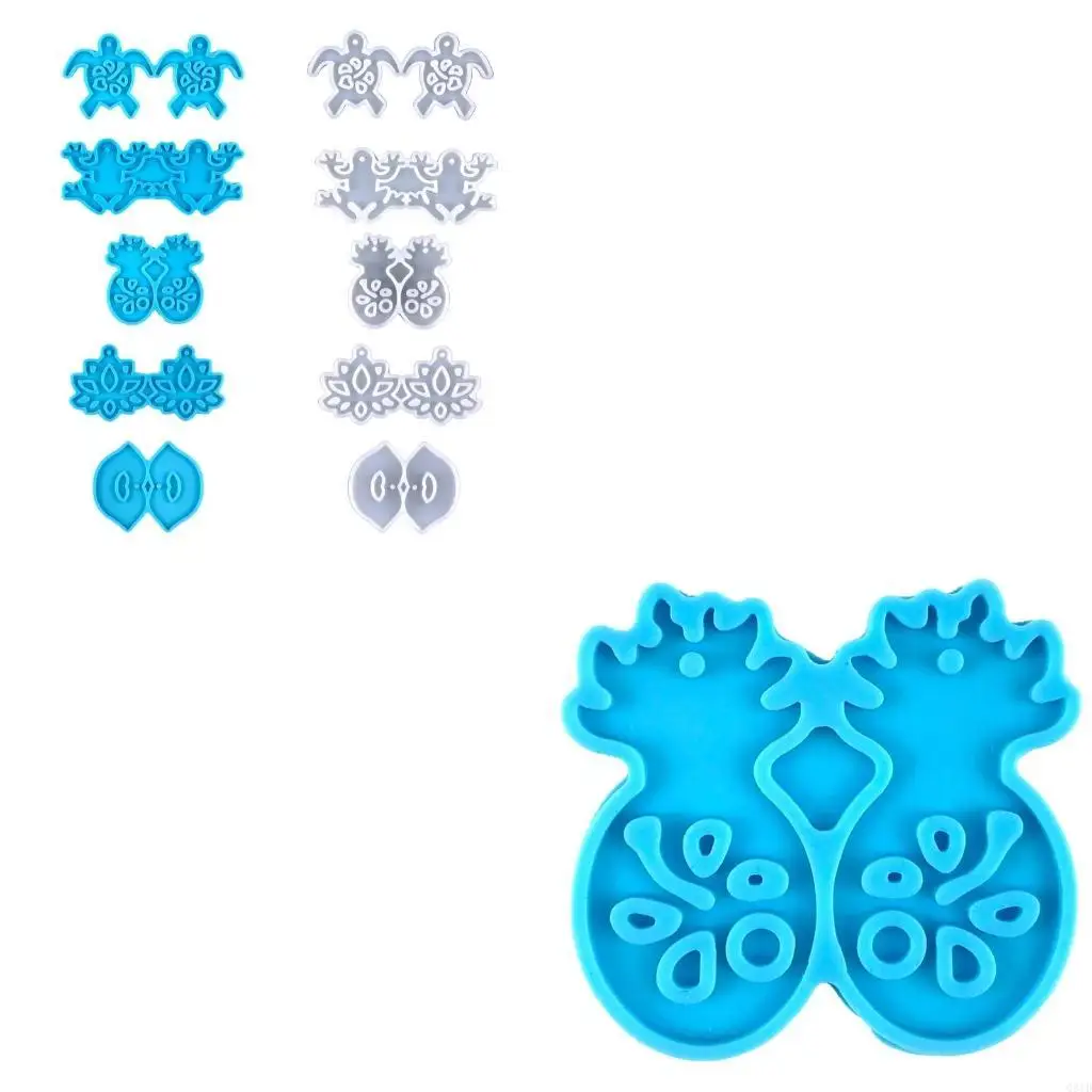 DIY Turtles Frogs Earrings Silicone Epoxy Mold DIY Keychain Pendant Jewelry Crafting Mould for Anniversary Gift