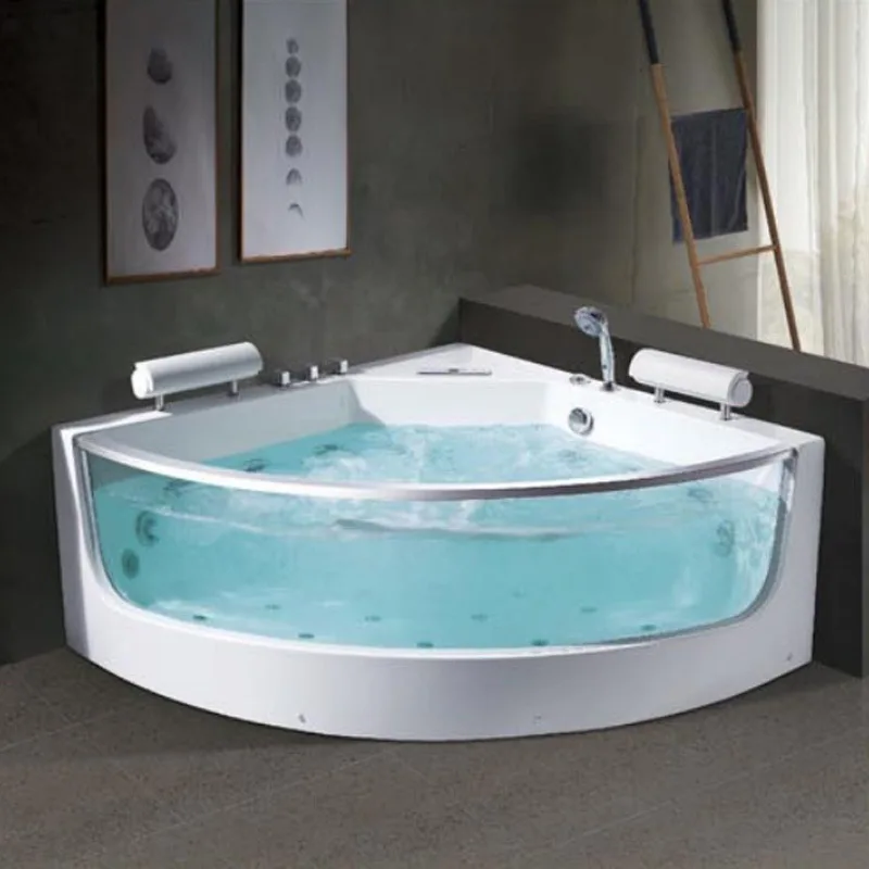 Surfing massage vortex bathtub acrylic material, light luxury luxury fan-shaped corner thermostatic bathtub