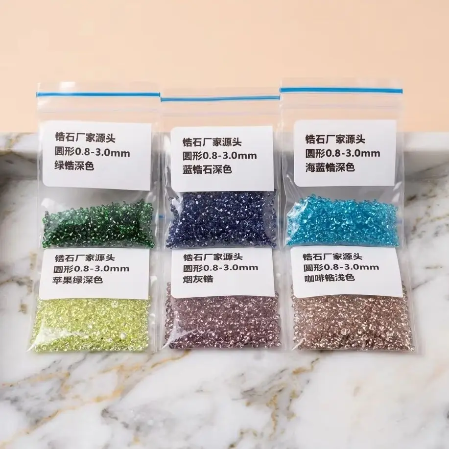 0.8-3mm CZ Stone Machine Cut Coffee Aquamarine Blue Apple Green Smoky Gray Cubic Zirconia Stone
