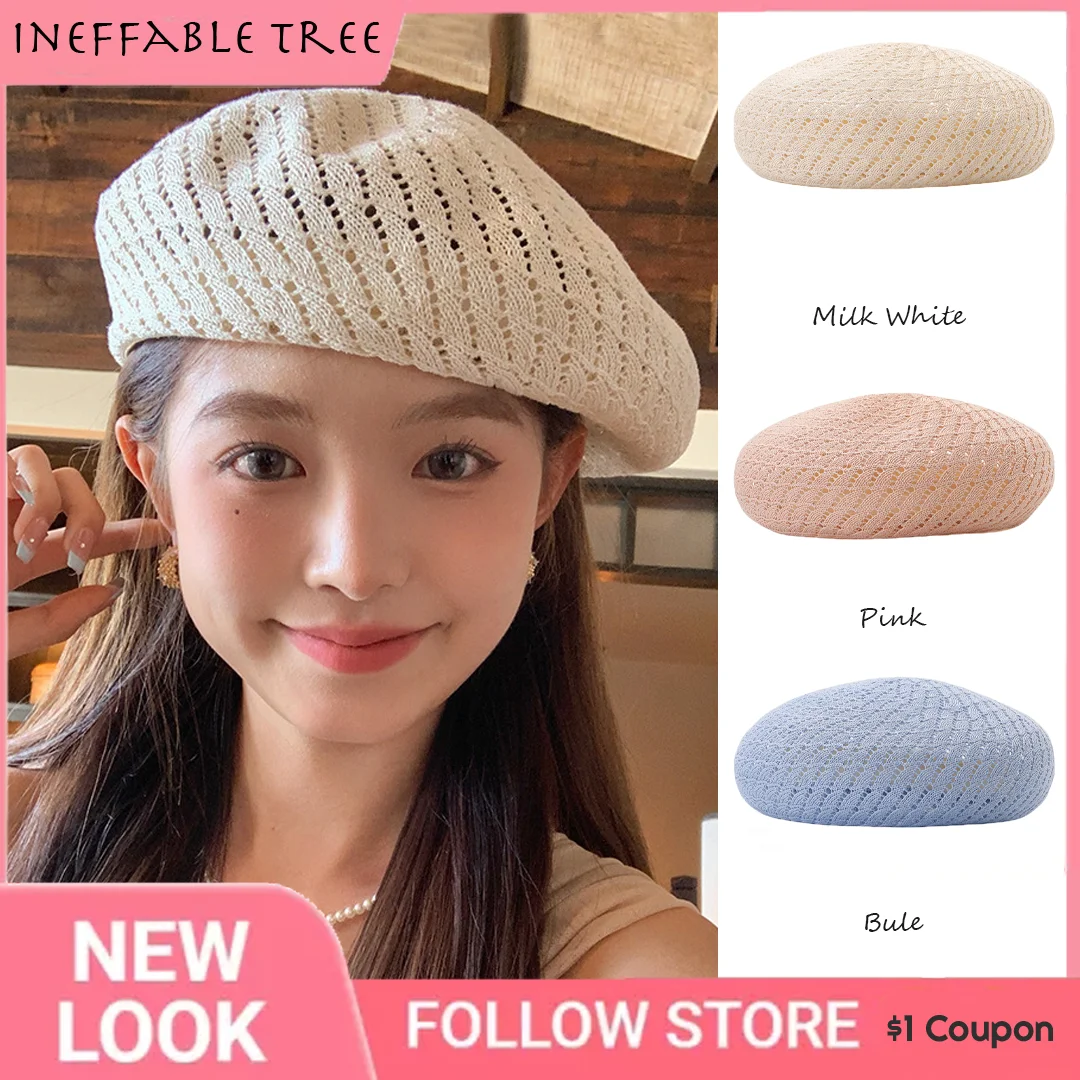 Women Hollow Woven Straw Beret Large Head Circumference Painter Hat Lightweight Breathable FaceFlattering Fashion Daily Cap