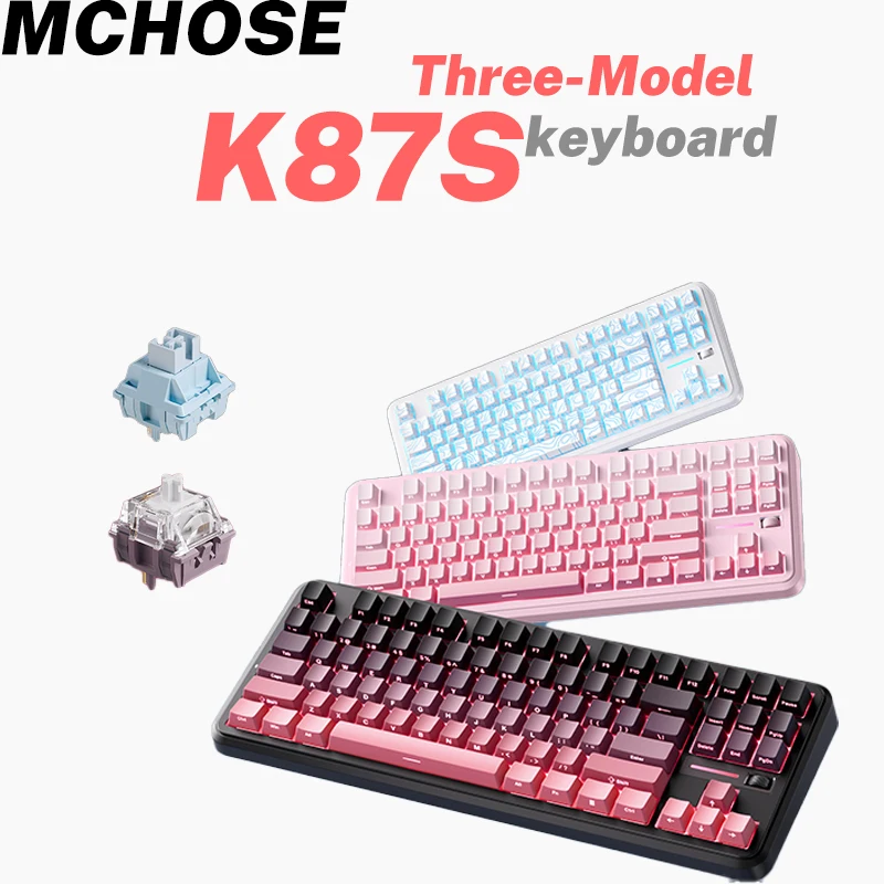 MCHOSE K87S Keyboard Three Model Mechanical Magnetic Knob Control Gaming  Hot Swappable Custom Keyboard For Laptop PC