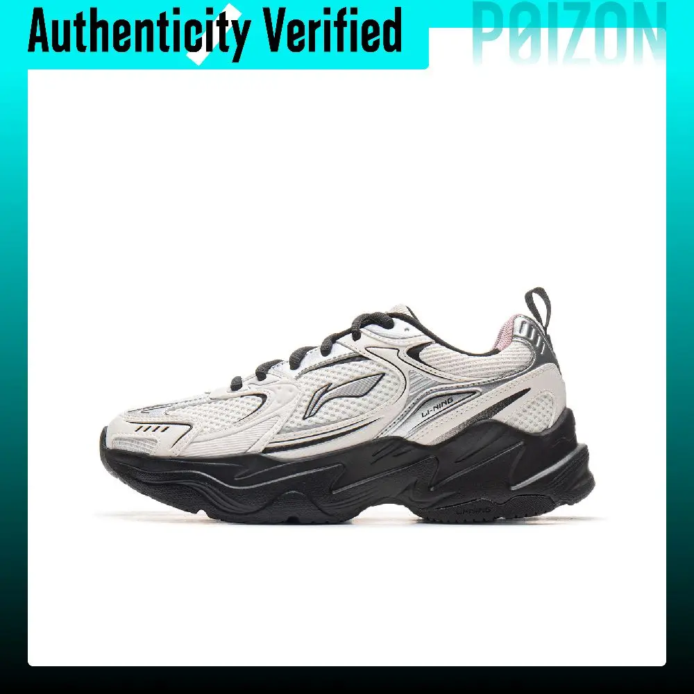 Li Ning Shooting Stars 2K Cushioning Slip Resistant Abrasion Resistant Low top Chunky Sneakers Women's Black White AGCU358-3