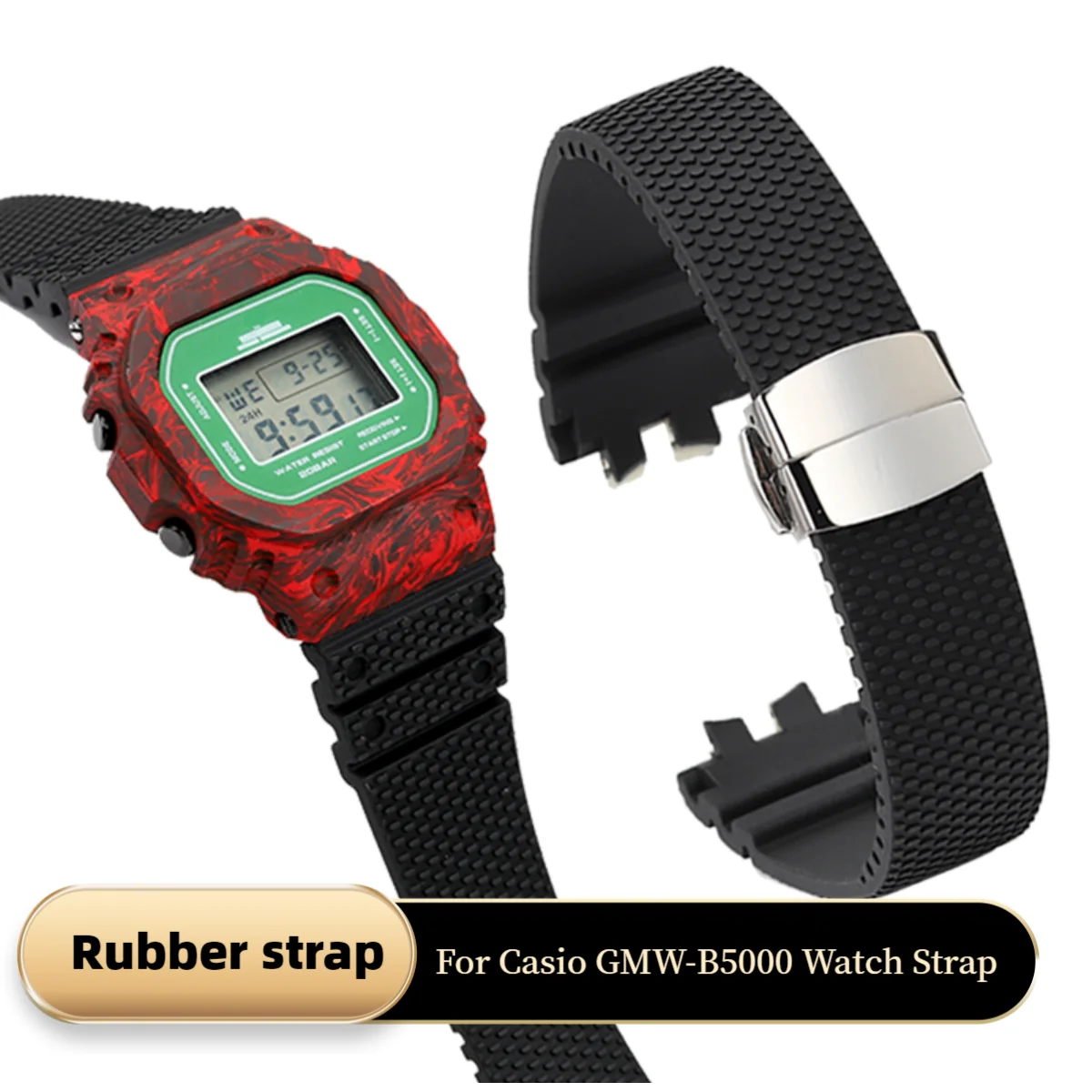 for Casio G-SHOCK series 3459 small square GMW-B5000 fluororubber watch strap accessories