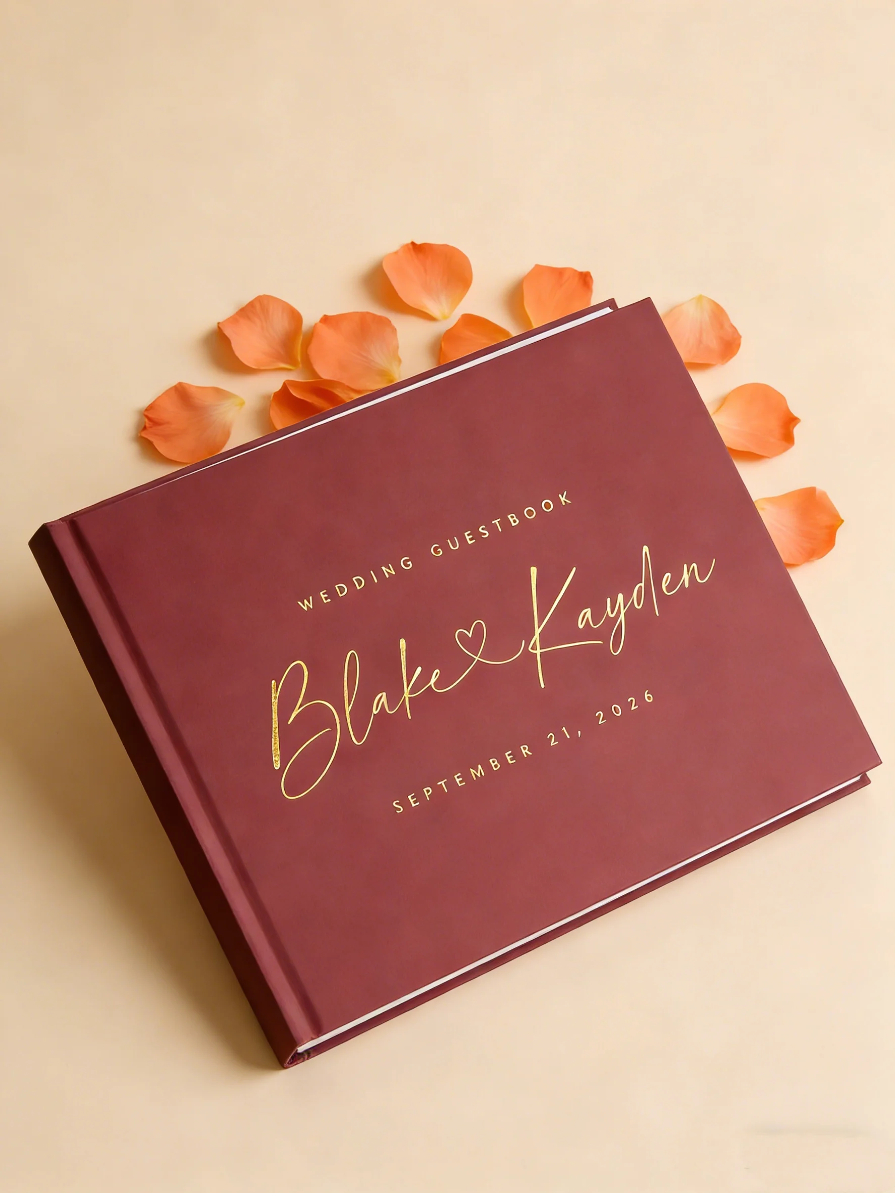 Elegant Gold Foil Wedding Guest Book | Modern Terracotta Instant Photo Album | Simple Stylish Reception Keepsake