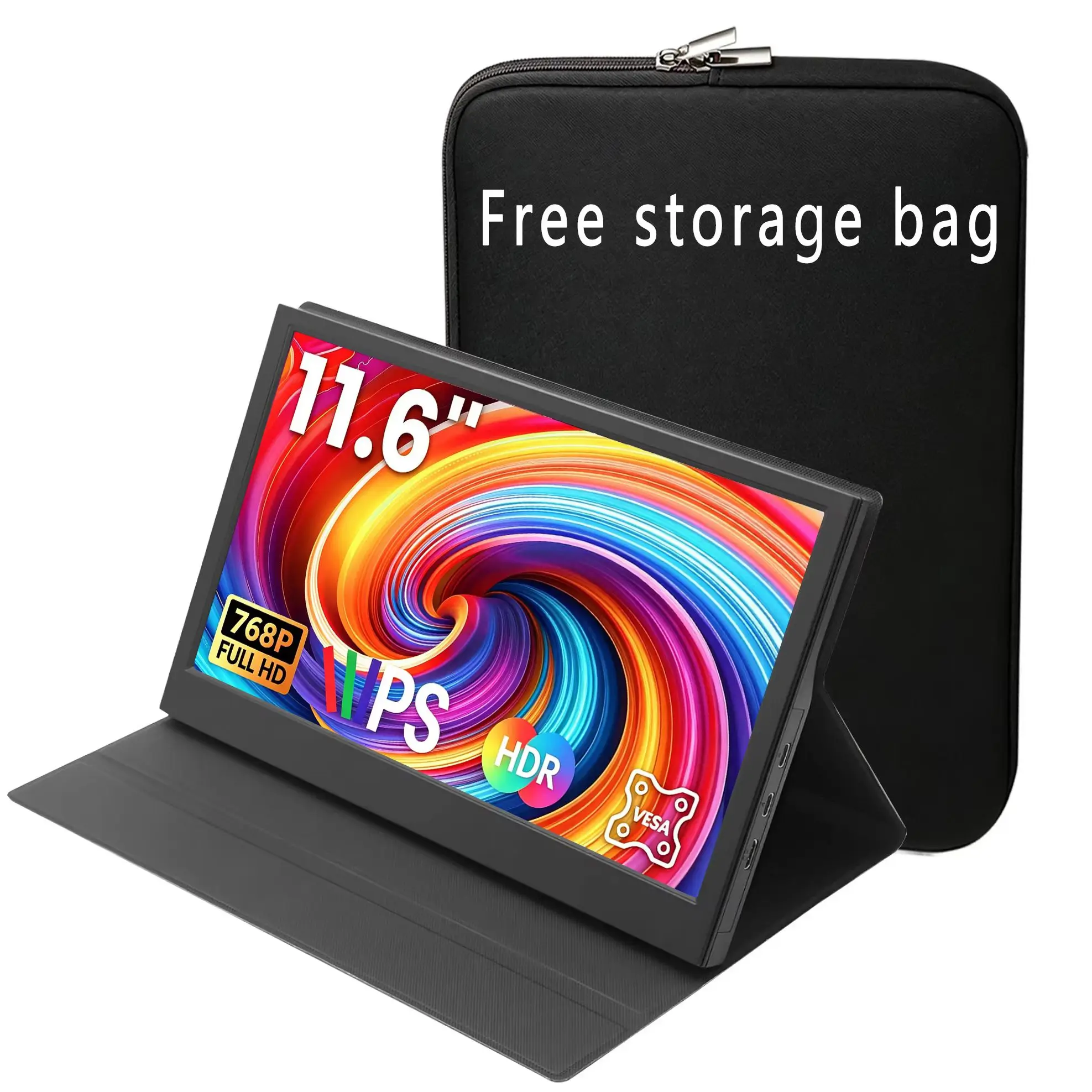 11.6 Inch Portable Monitors 72%sRGB 1366*768P HD IPS 16:9 1000:1 One Line Link For Phone Laptop TV PS4/5 XBox Mac PC PS Switch