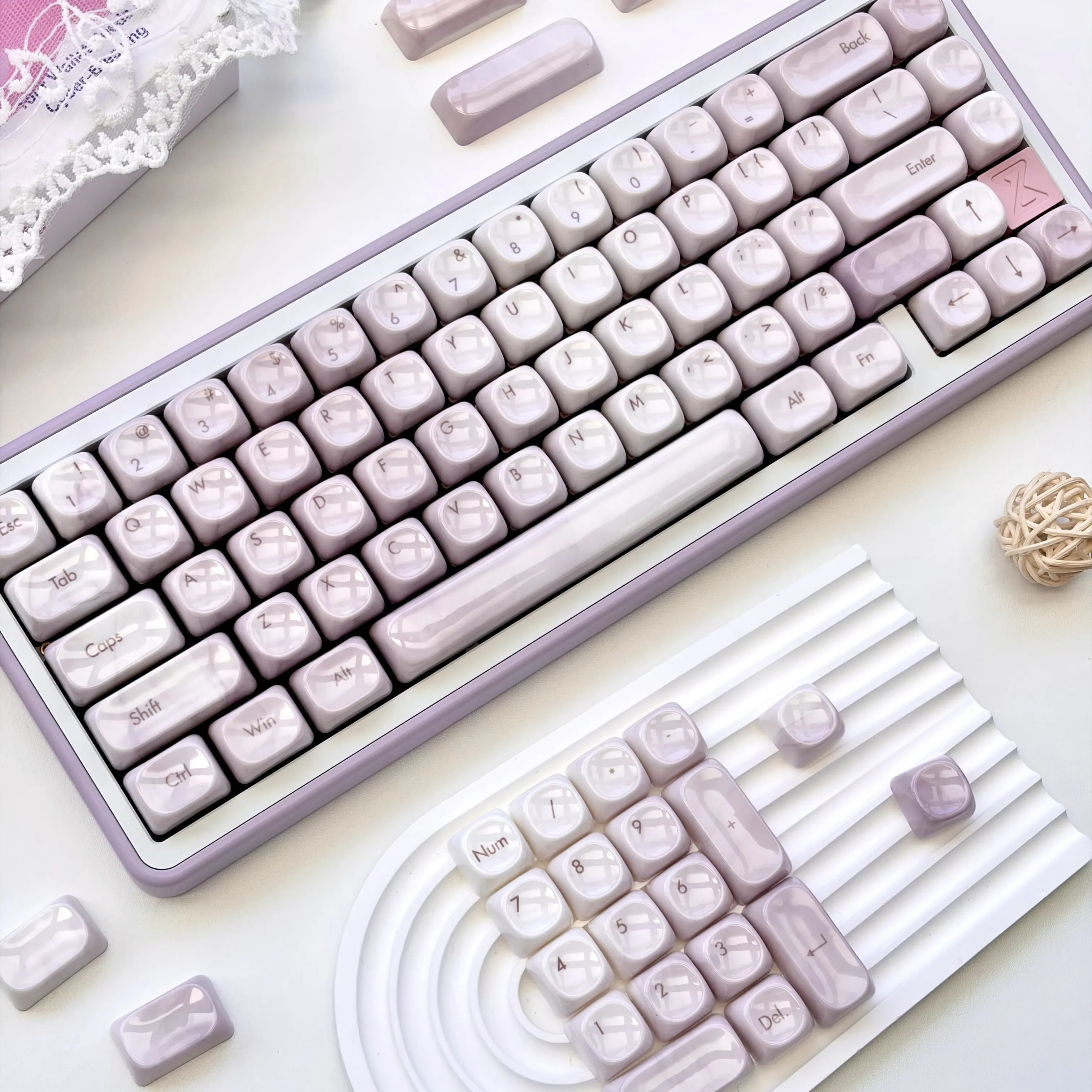 MAIMOOO Marble Series Jelly Keycap MOA Profile PBT Personalized Glazed Ceramic Texture Keycaps for Mechanical Keyboard 134Keys