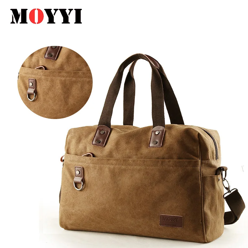 Shoulder Crossbody Bag Men's Trendy Retro Canvas Fabric Handheld Zipper Bag