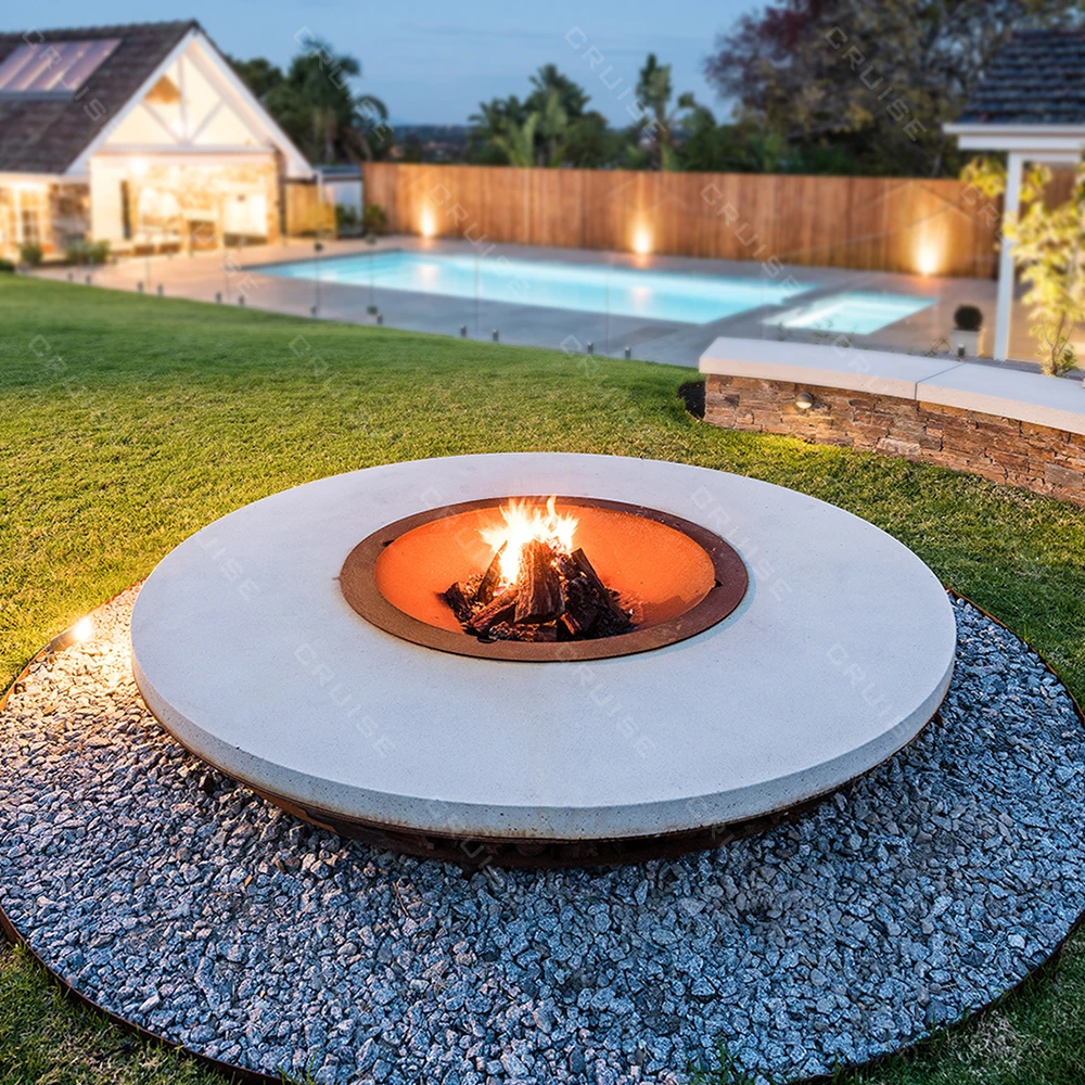 CRUISE BBQ Villa Outdoor Wood/Gas/Alcohol/Atomized/Electronic Heater Modern Wood Fireplace Mantel 1500mm Freestanding Fire Pit