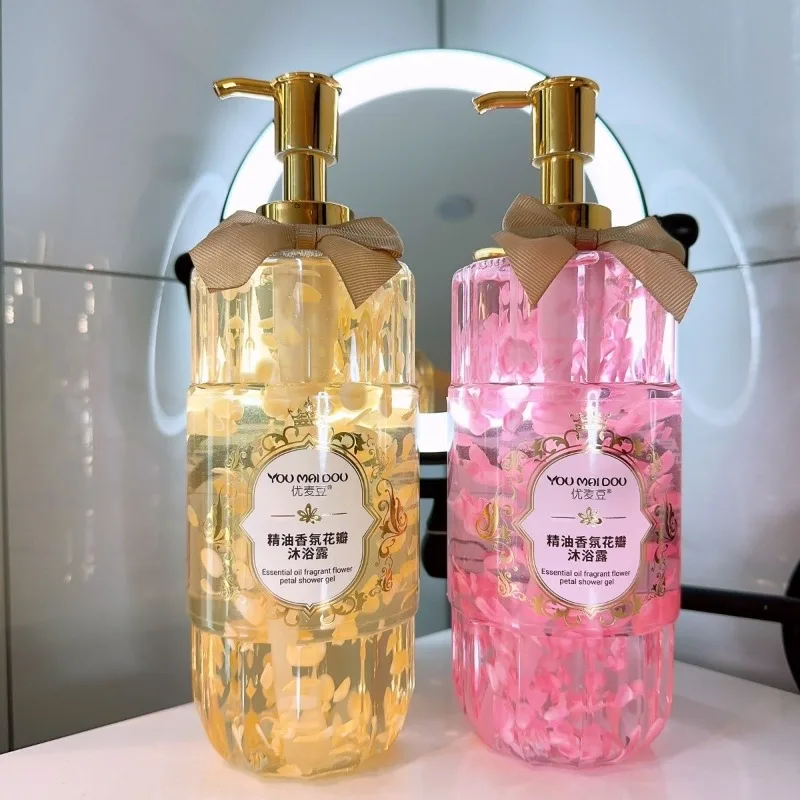 Luxury Flower Infused Shower Gel - Whitening Hydrating Body Cleanser with Rose Petals, Deep Moisture for Glowing Skin Fragrance
