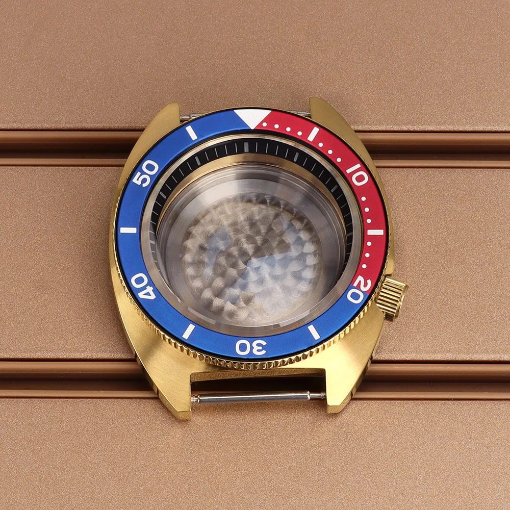 41mm Gold NH35 Watch Case Sapphire Crystal Glass For Tuna Turtle NH35 NH36 NH38 NH34 28.5mm Dial With Chapters Ring Watch Parts