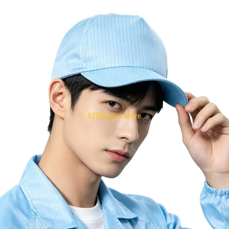 Y5GC Assembly Duty Cap ESD Breathable Semi Mesh Front Shade Polyester 56-60 Headwear for Cleanroom Inspection and Lab Use
