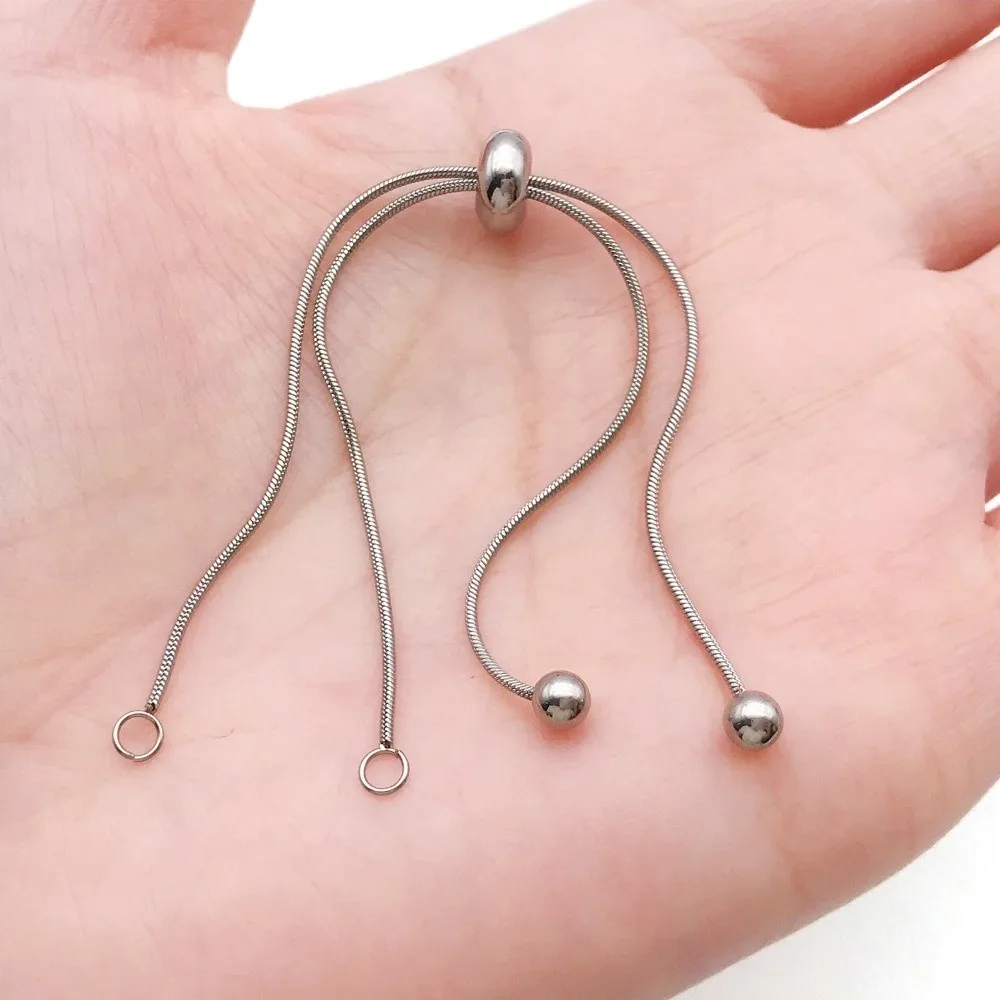 1PC Gold Extension Chains Silver Jewelry Tools Hand Bracelet Extensions Round Ball Adjustable Stainless Steel Chains