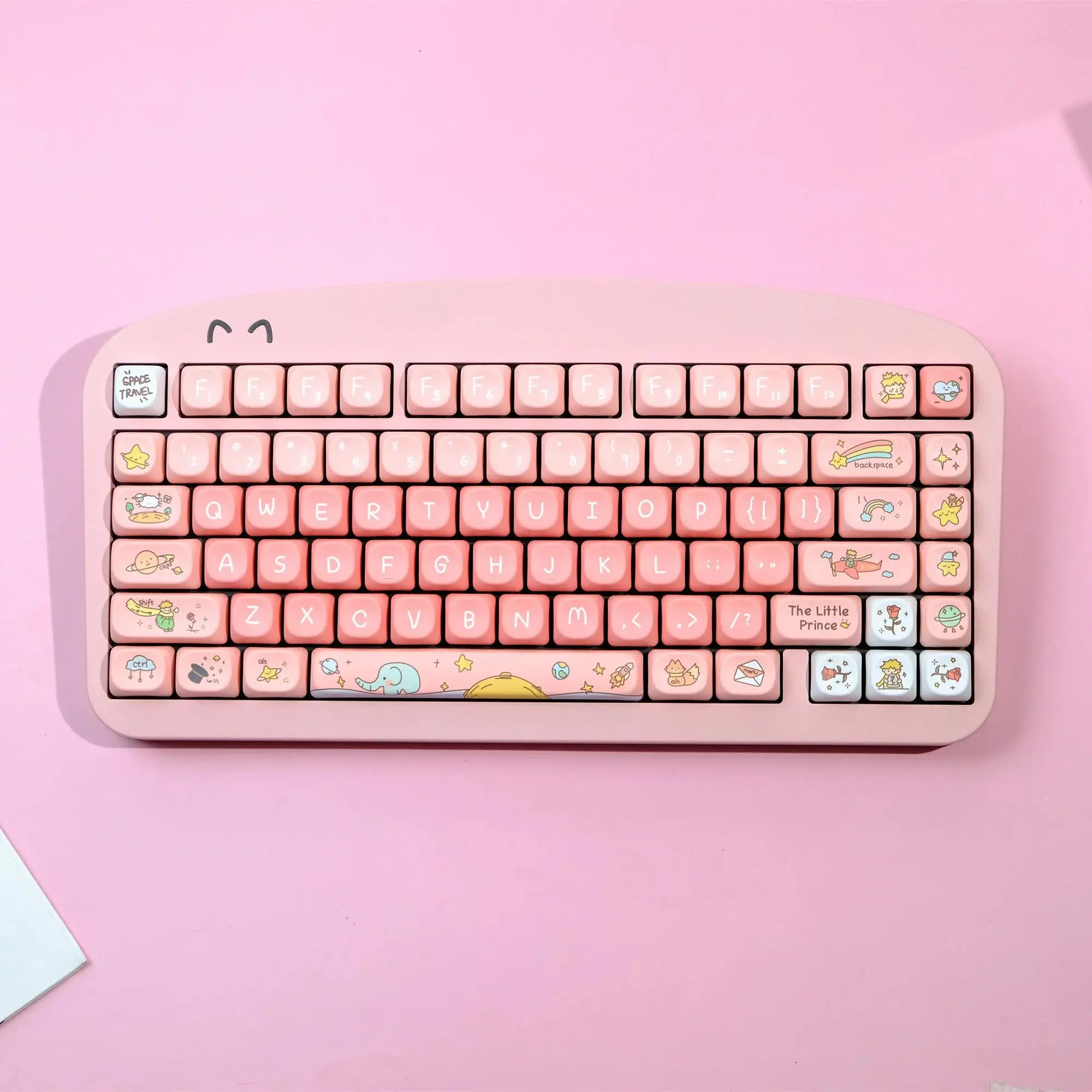 Pink Prince Keycaps 126 Key PBT Keycap MOA XOA Profile DYE-SUB For MX Switch Wooting Mechanical Keyboard Keycap ISO ANSI Layout