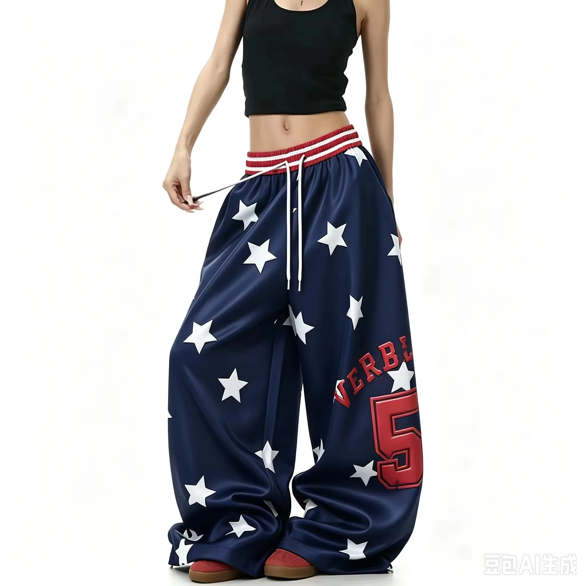 New Arrivals Old School Star Print Straight Leg Pants Unisex Casual Straight Trousers for Daily Casual Urban Hip Hop Lifestyle