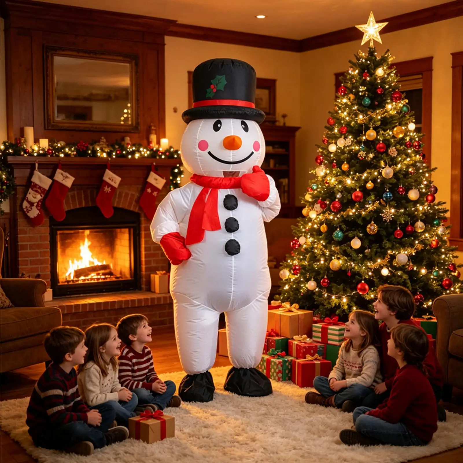 Blow Up Snowman Costume Adult Christmas Suit Inflatable Cosplay Clothing Snowman Costume Adult For Outdoor Indoor Holiday