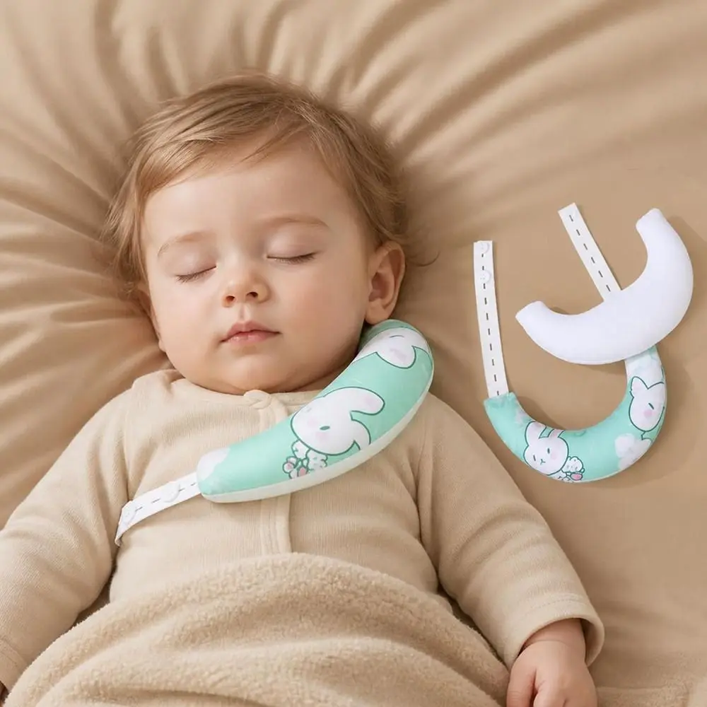 Soft Filling Baby Neck Pillow Adjustable Strap Lightweight Infant Pillow Removable Cover Cartoon Print Infant Support Pillow