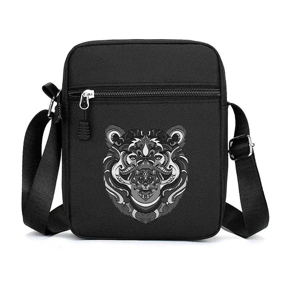Simple Oxford Cloth Shoulder Bag Adjustable Cartoon Mobile Phone Bag Multiple Compartments Crossbody Bag for Men
