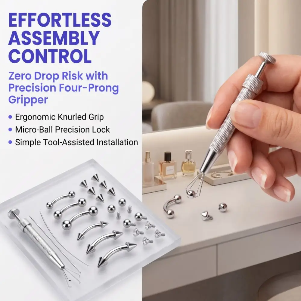 27/11/12Pcs Stainless Steel Eyebrow Piercing Jewelry Set Internal Thread Disposable Interchangeable Spike and Ball Set