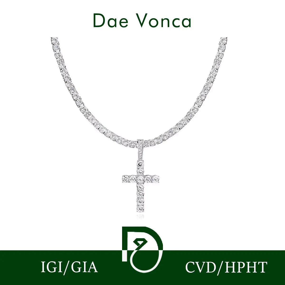 Hip Hop Fully Round Brilliant Cut Lab Grown Diamonds Pendant Custom 18K White Gold Pave Diamond Cross Pendant For Unisex