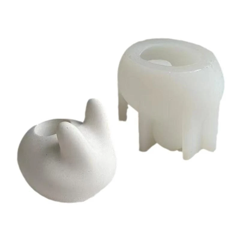J78F 3D Silicone Mold Holder Designed Scented Candlestick Epoxy Resin Mould