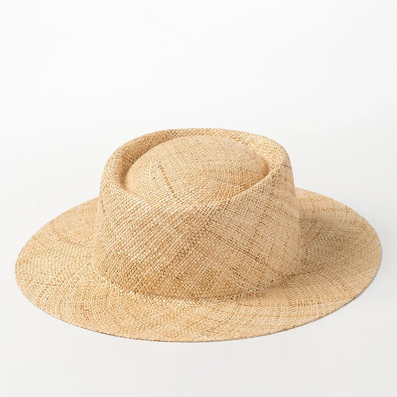 X419 New Fashion Hemp Straw Hat Sunscreen Cap Wide Brim Brimmed Baocao Hat Tourism Sun Protection Panama Cap Beach Sun Straw Hat