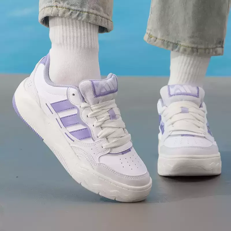 Adidas KH9026 Womens Low Top Skateboarding Shoes White Pale Lavender Light Purple Breathable Casual Sneakers