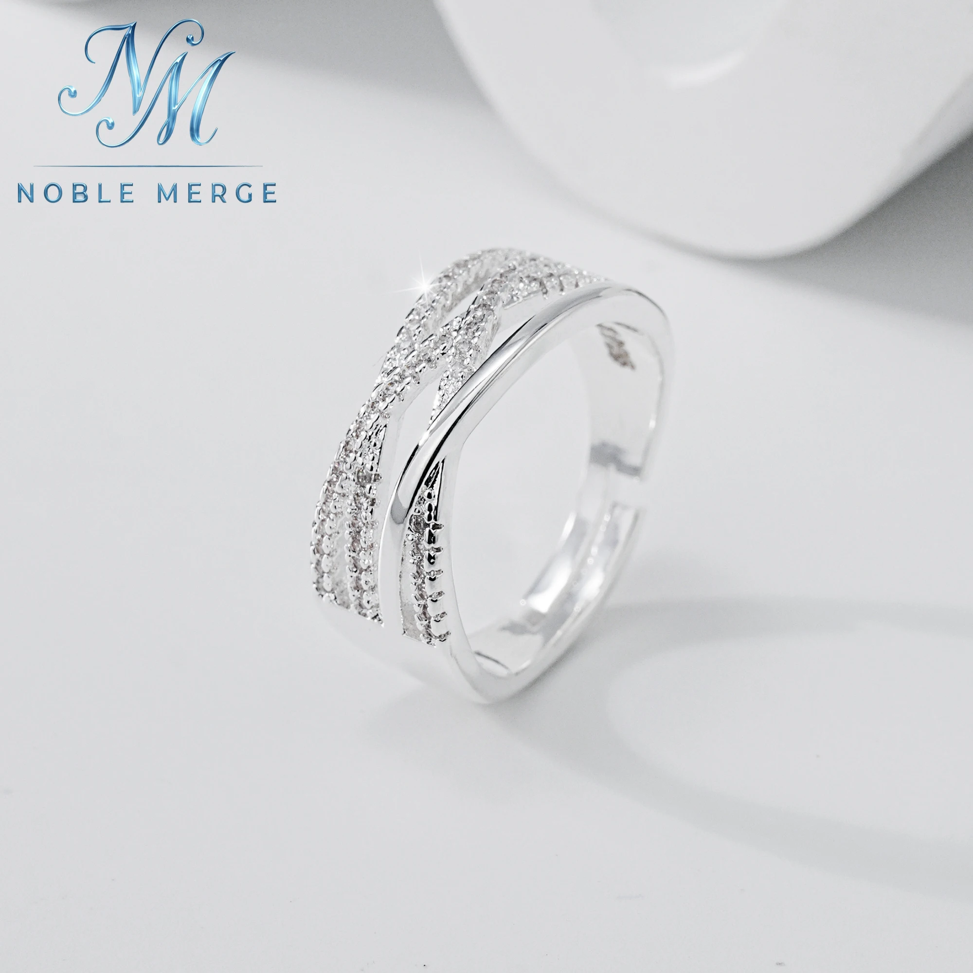 925 Sterling Silver Moissanite Open Ring Twisted Pave Band Sparkling Adjustable Wedding Engagement Anniversary for Women Jewelry