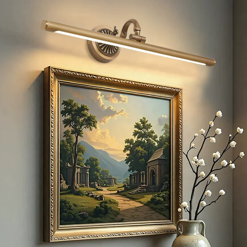 Vintage copper European style bathroom wall light LED 8W 45CM 4100K neutral light, suitable for bedroom vanity