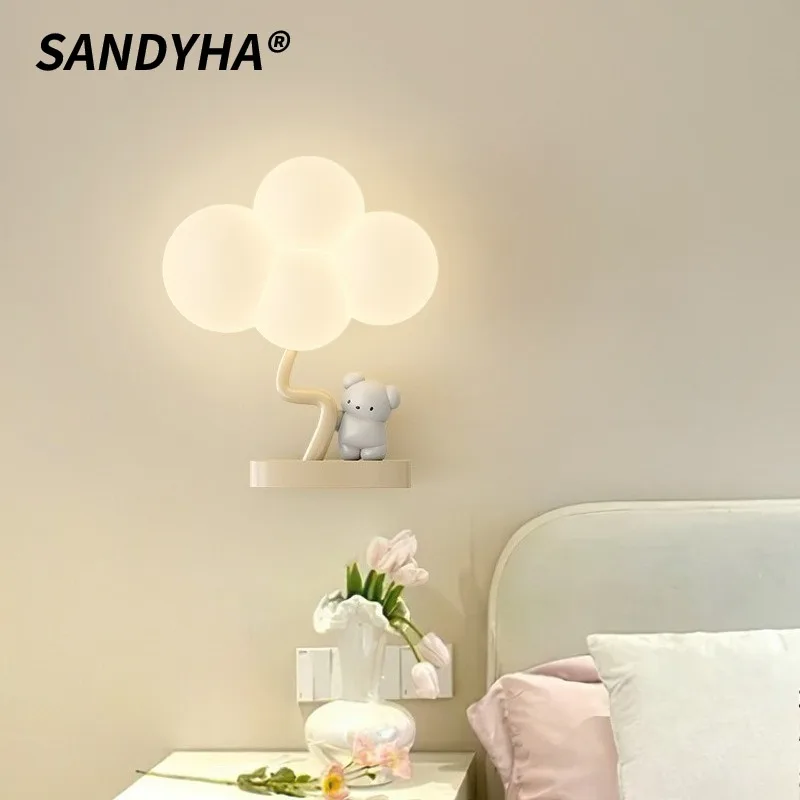 SANDYHA Modern Cloud Wall Light Creative Cartoon Background Light LED Lighting Fixture Art Decor Bedroom Study Children's Room