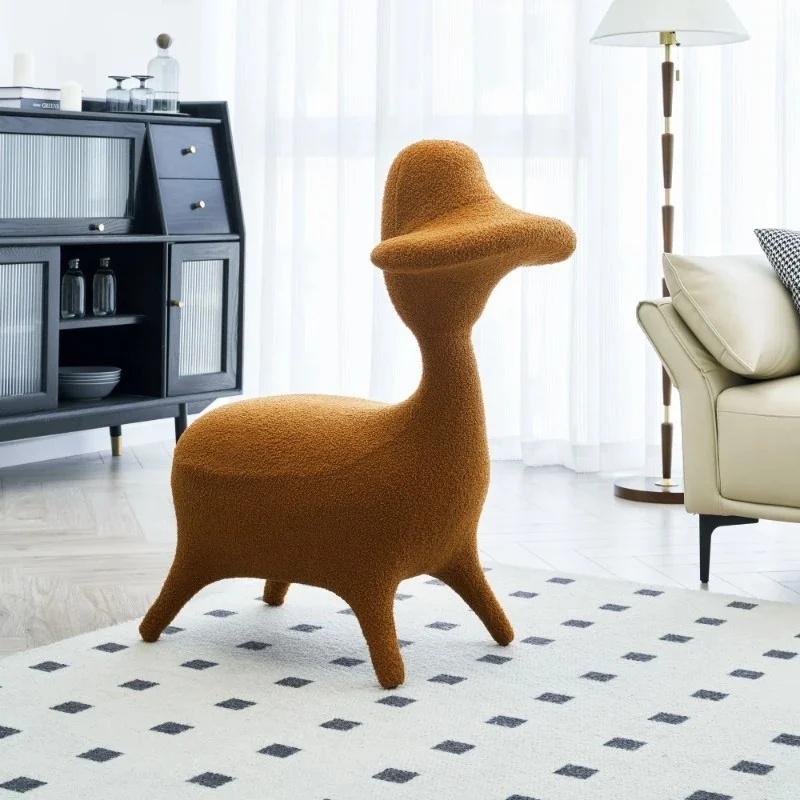 Fabric mobile game chair Fabric upholstered living room alpaca animal modeling chair