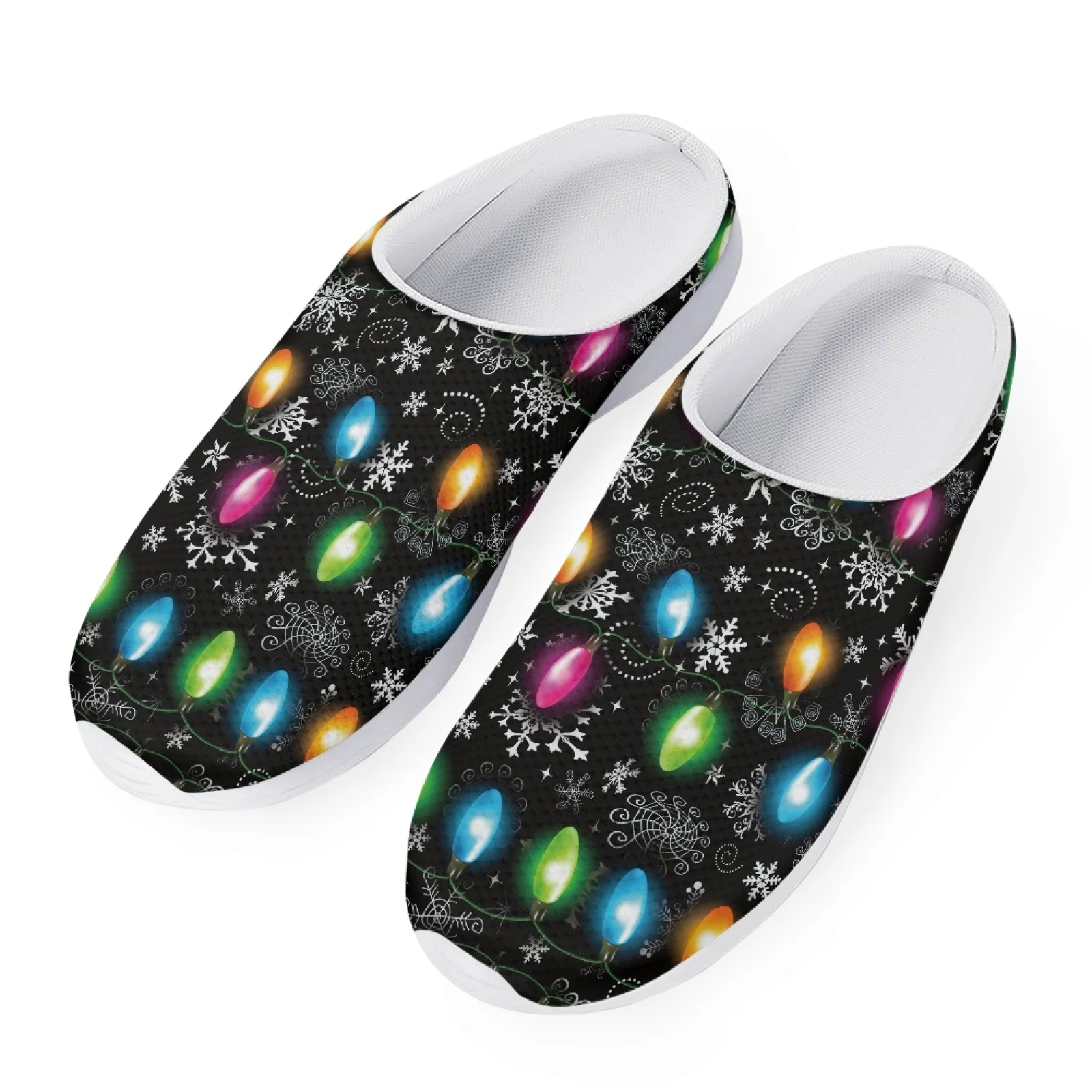 Christmas Pattern Woman Flats Slides Casual Half Shoes For Women Men Slip-On Summer Beach Shoes Semi-Drag Loafers Slippers Mules