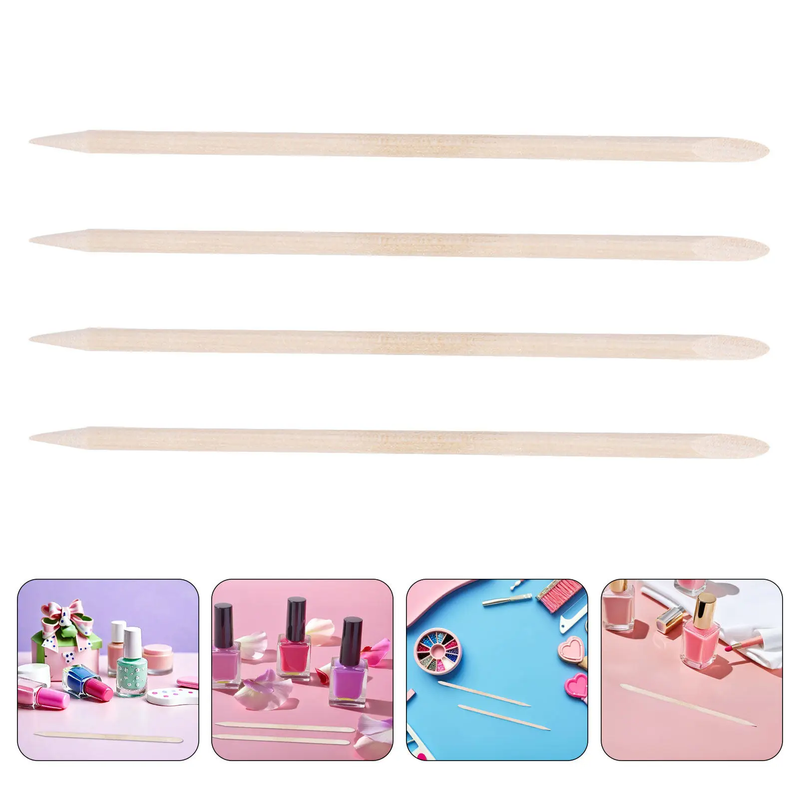 150Pcs Orange Wood Cuticle Sticks 4.5 Inch Double Sided Manicure Tool Set Gentle Nail Cleaner Professional Pedicure Kit Home